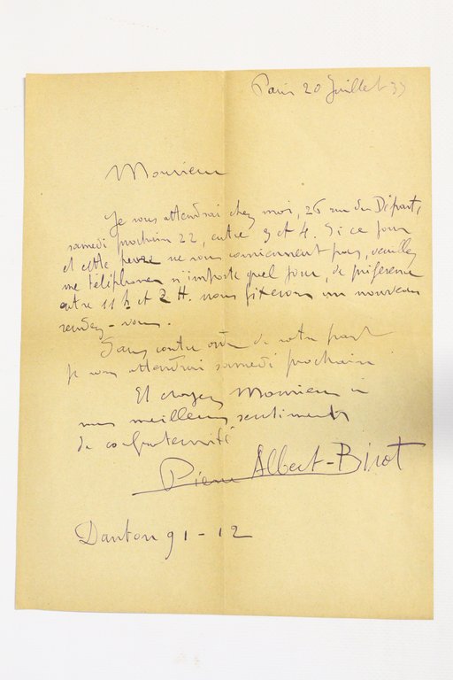 Lettre autographe signée de Pierre Albert-Birot