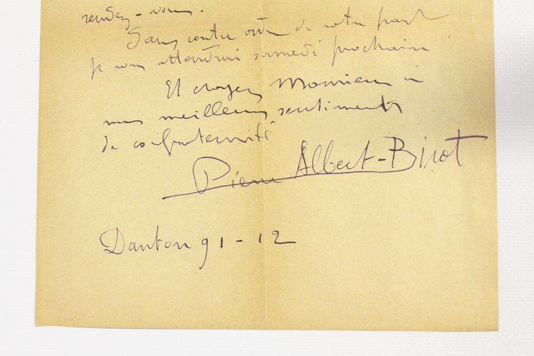 Lettre autographe signée de Pierre Albert-Birot
