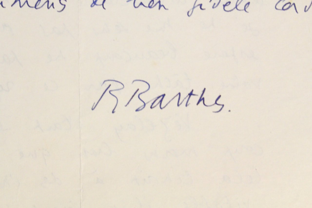 Lettre autographe signée de Roland Barthes à René Wintzen