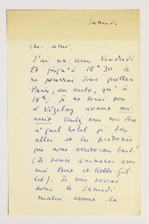 Lettre autographe signée de Roland Barthes à René Wintzen