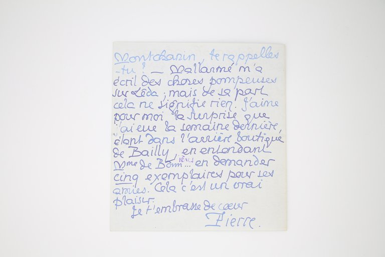 Lettre autographe signée : "Mallarmé m'a écrit des choses pompeuses …