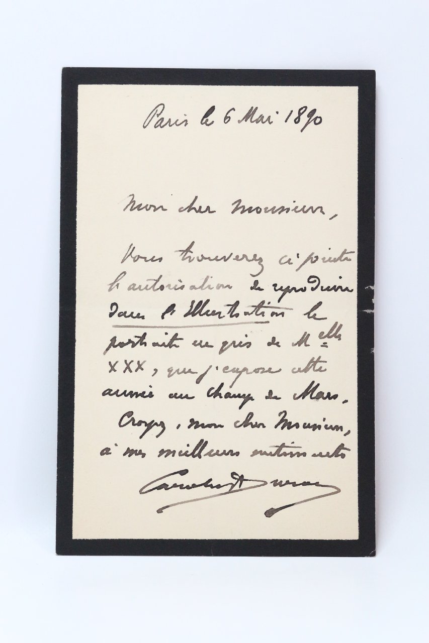 Lettre autographe signée sur son portrait de jeune fille présenté …