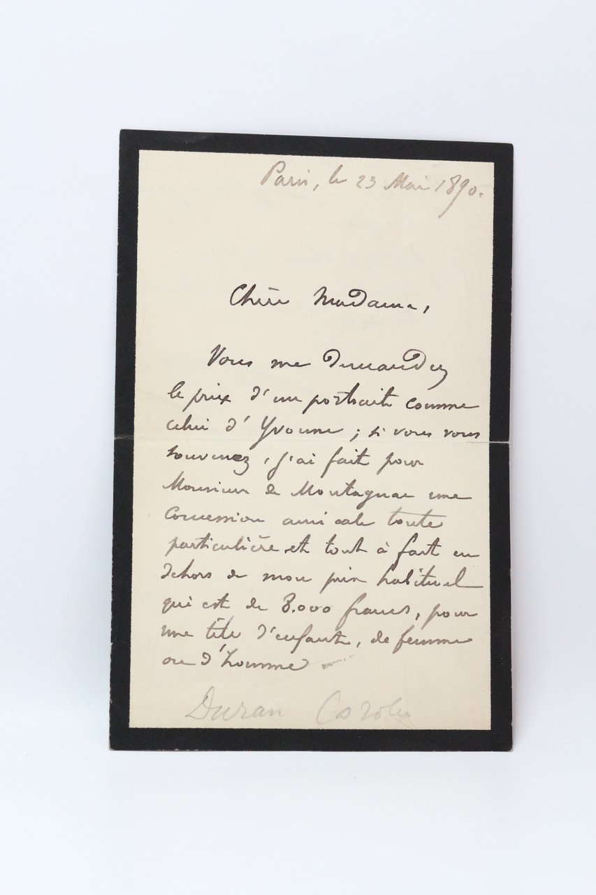 Vous me demandez le prix d'un portrait • Lettre autographe …