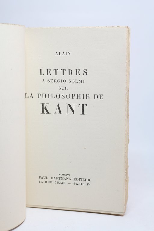 Lettres à Sergio Solmi sur la philosophie de Kant