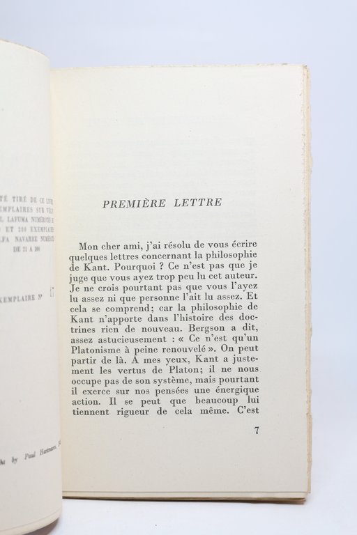 Lettres à Sergio Solmi sur la philosophie de Kant
