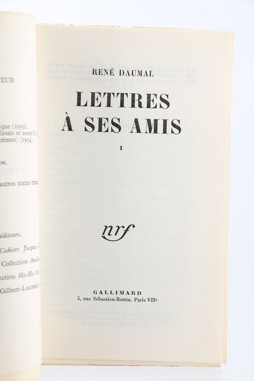 Lettres à ses amis, 1