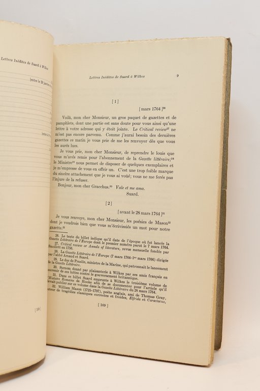 Lettres inédites de Suard à Wilkes publiées par Gabriel Bonno