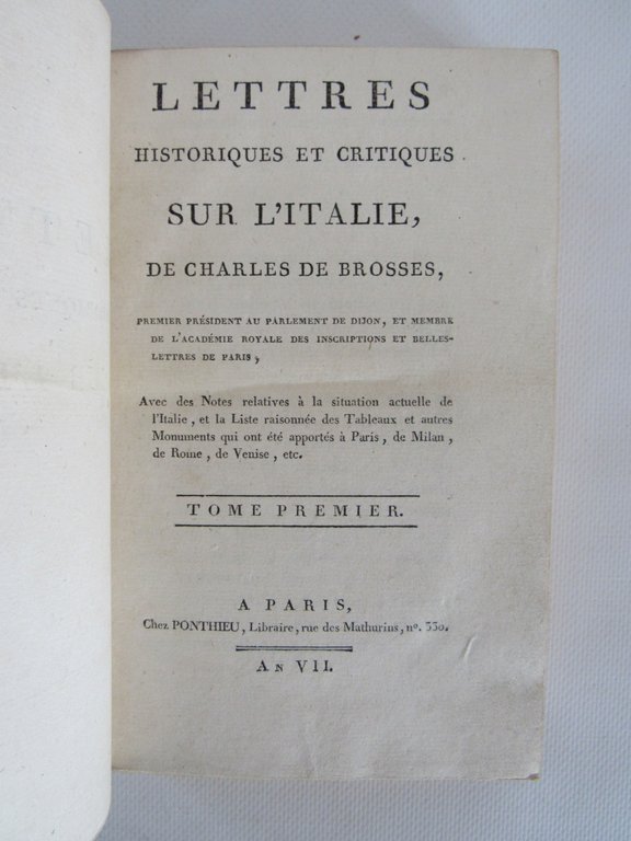 Lettres sur l'Italie