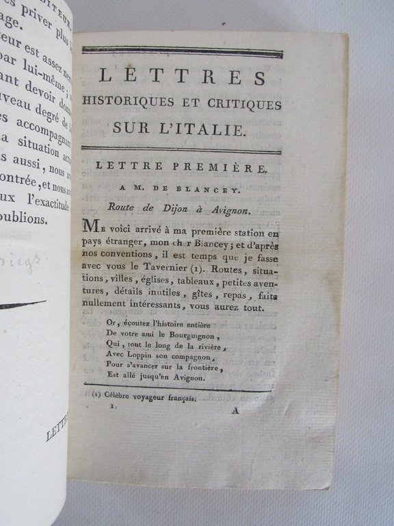Lettres sur l'Italie