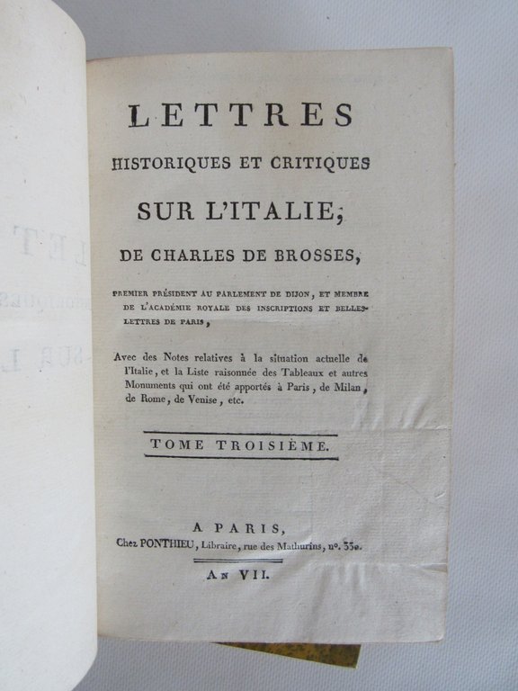 Lettres sur l'Italie