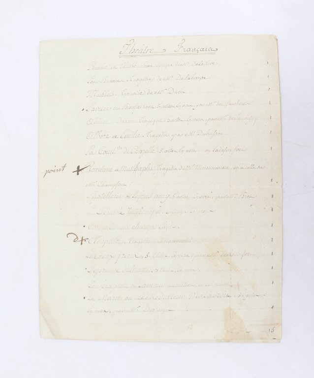 Liste du Théâtre français et du Théâtre italien
