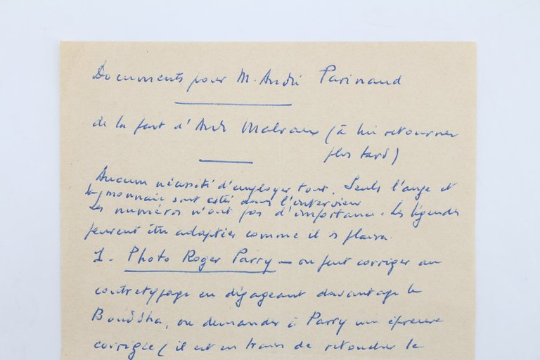 Liste manuscrite adressée à André Parinaud concernant la réalisation de …