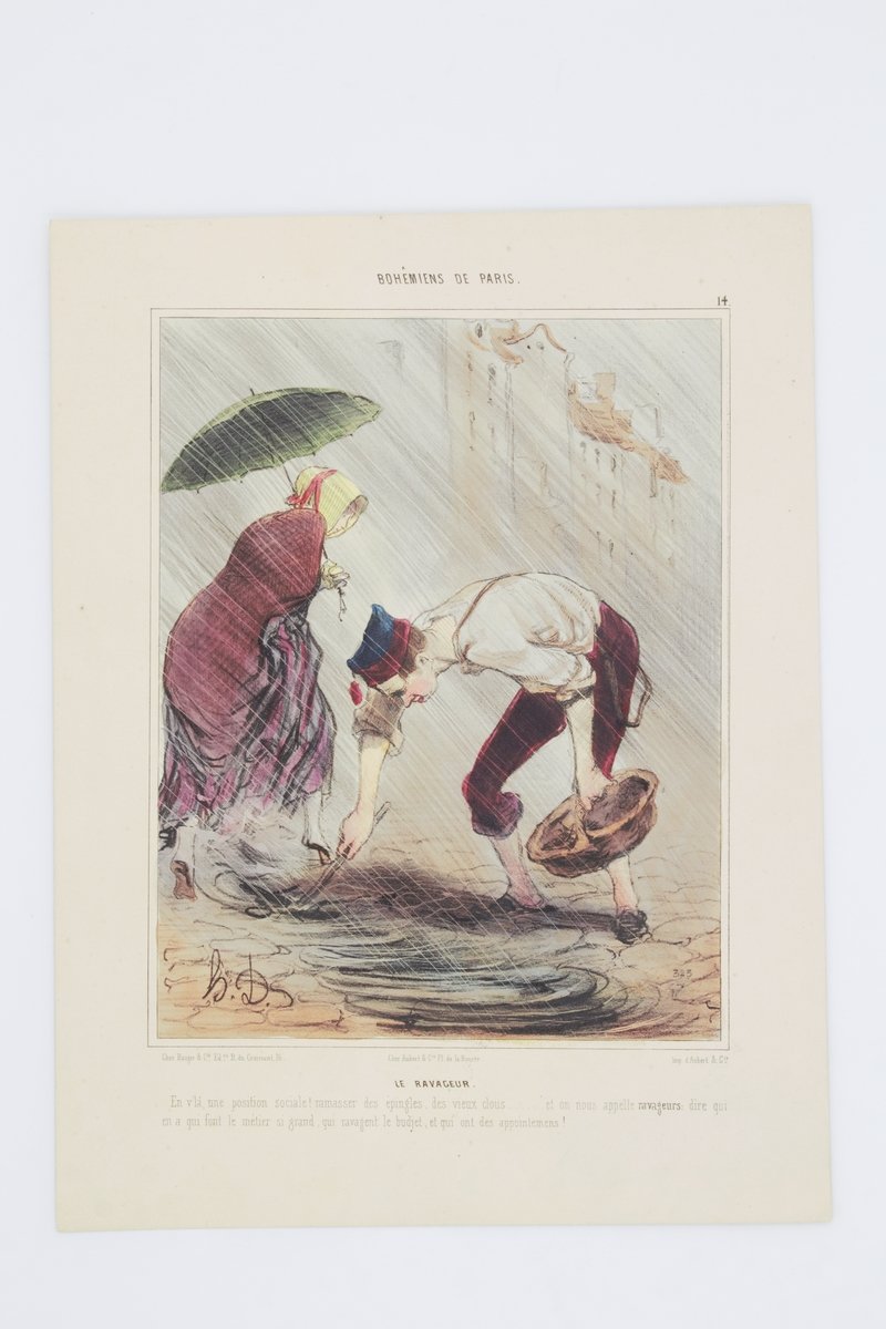 Lithographie originale en couleurs - Bohêmiens de Paris - Le …