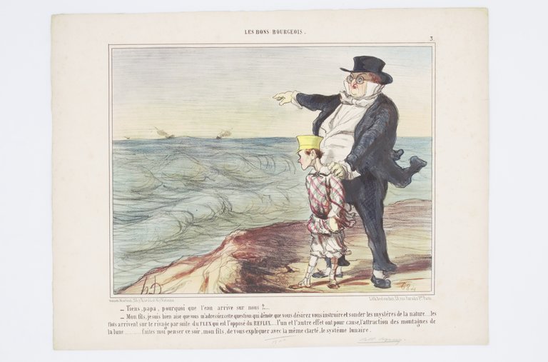 Lithographie originale en couleurs - Les bons bourgeois - Tiens, …