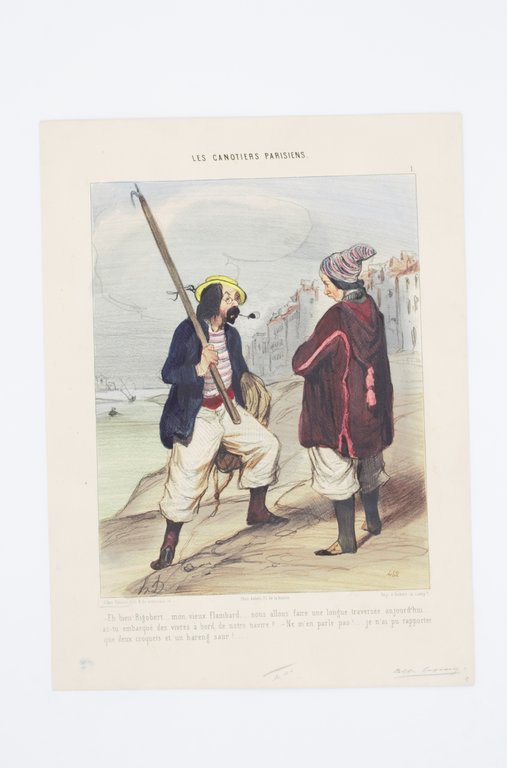 Lithographie originale en couleurs - Les Canotiers Parisiens - -Eh …