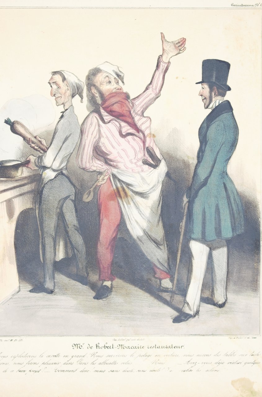 Lithographie originale en couleurs - Mr de Robert-Macaire restaurateur