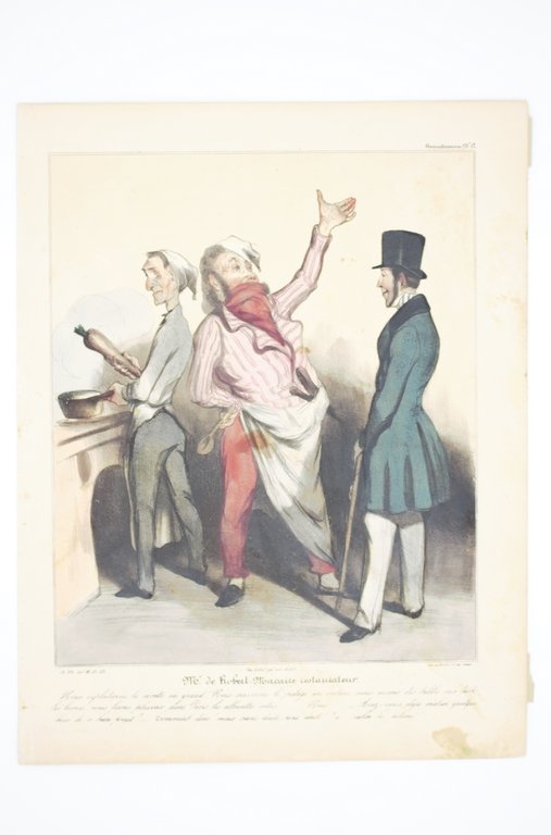 Lithographie originale en couleurs - Mr de Robert-Macaire restaurateur
