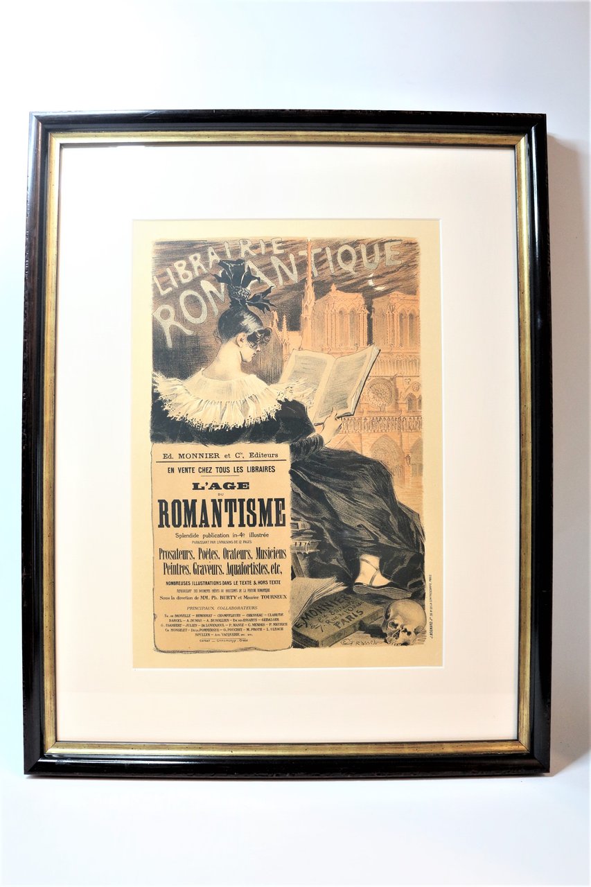 Lithographie originale en couleurs : La librairie romantique - Les …