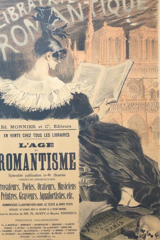 Lithographie originale en couleurs : La librairie romantique - Les …
