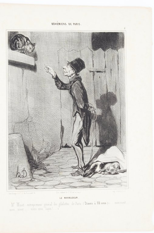 Lithographie originale en noir et blanc - Bohémiens de Paris …