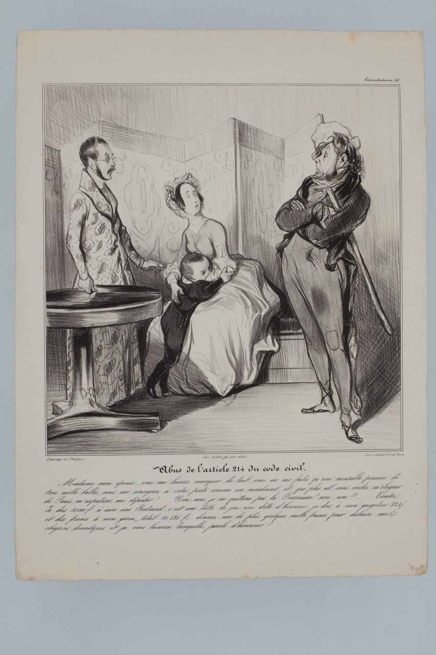 Lithographie originale en noir et blanc - Caricaturana - Abus …