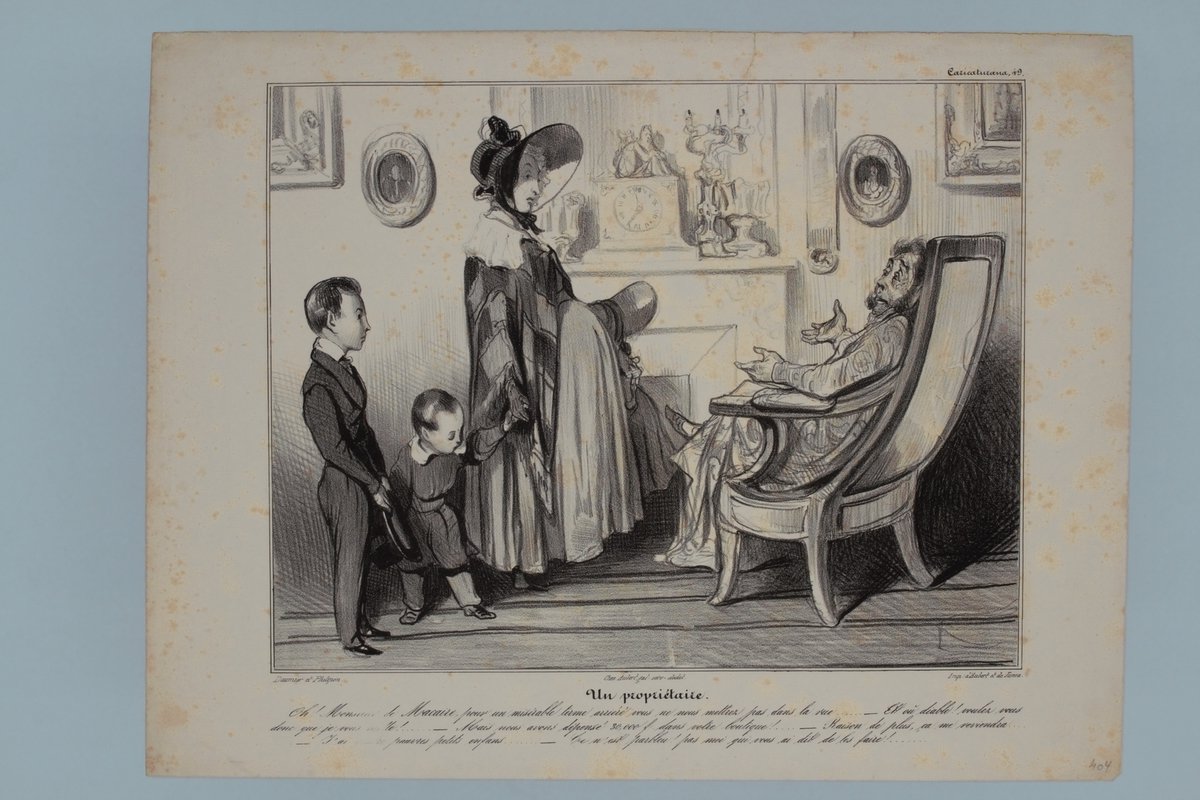 Lithographie originale en noir et blanc - Caricaturana - Un …