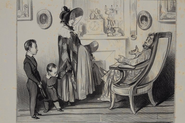 Lithographie originale en noir et blanc - Caricaturana - Un …