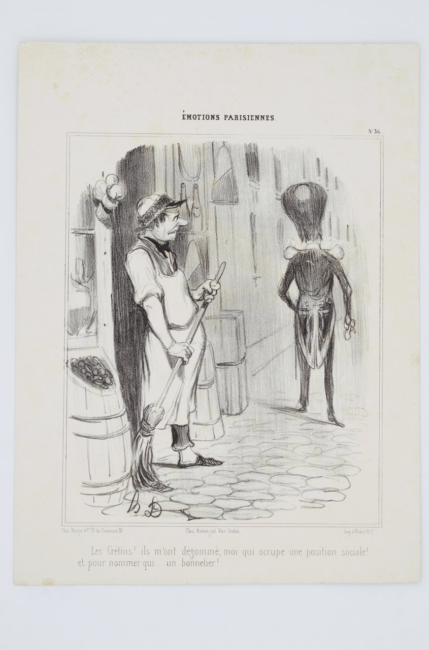 Lithographie originale en noir et blanc - Emotions Parisiennes - …