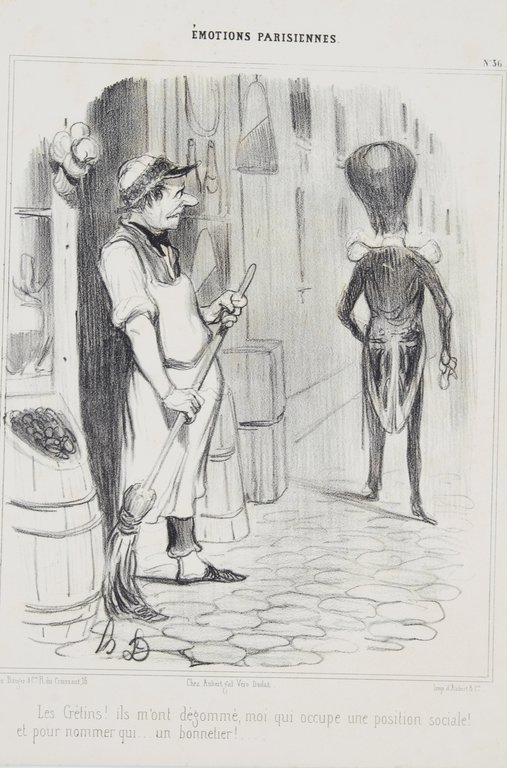 Lithographie originale en noir et blanc - Emotions Parisiennes - …