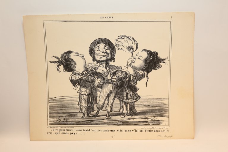 Lithographie originale en noir et blanc - En Chine - …