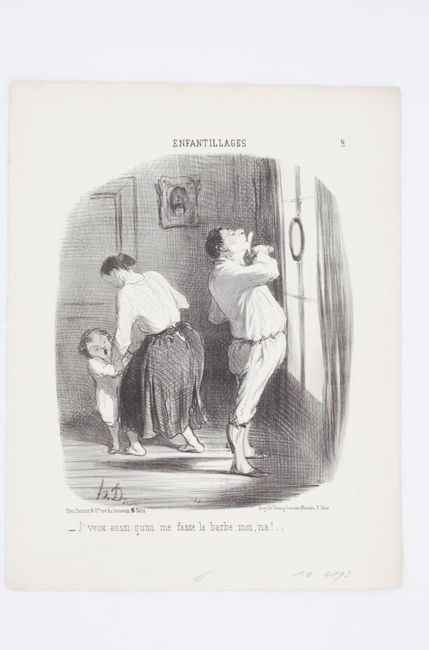 Lithographie originale en noir et blanc - Enfantillages - J'veux …