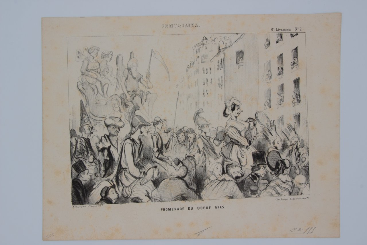 Lithographie originale en noir et blanc - Fantaisies - Promenade …