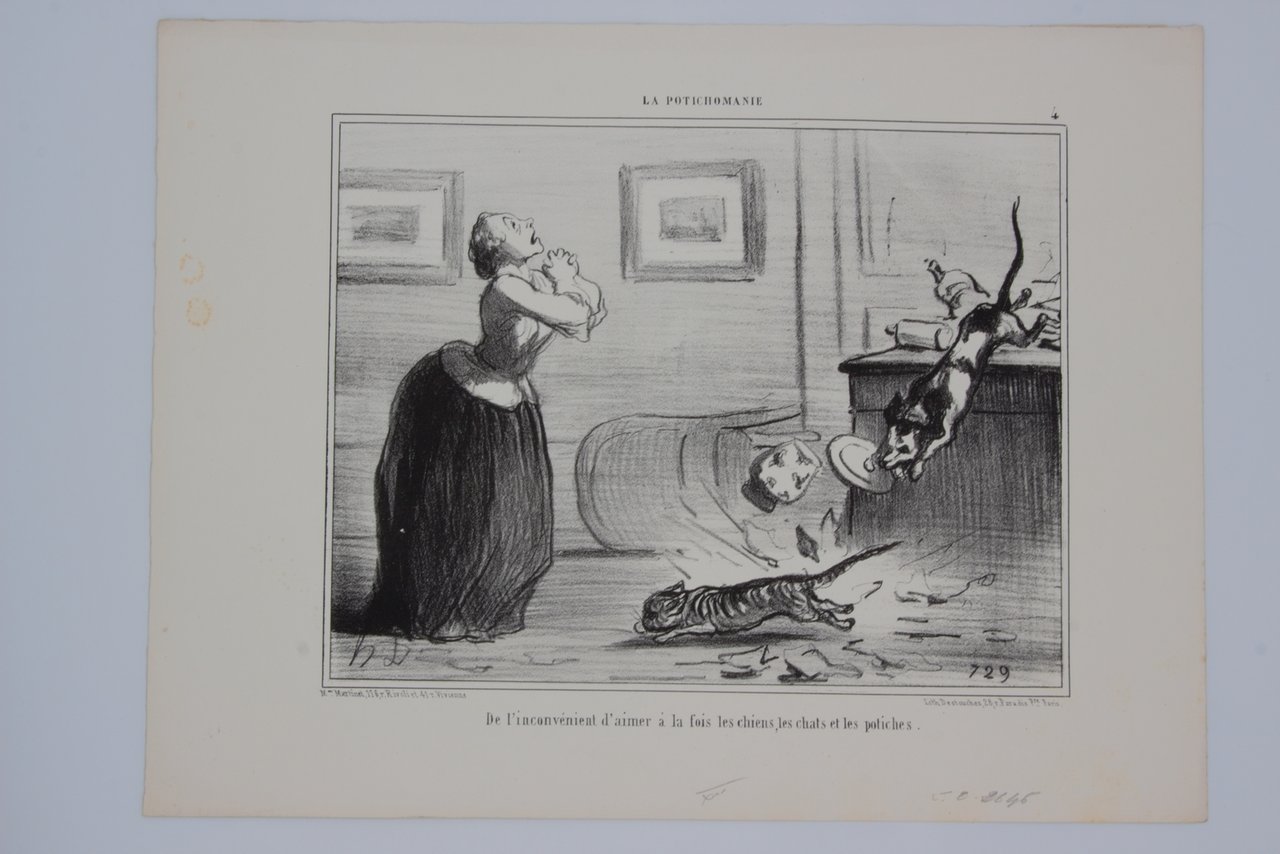Lithographie originale en noir et blanc - La Potichomanie - …