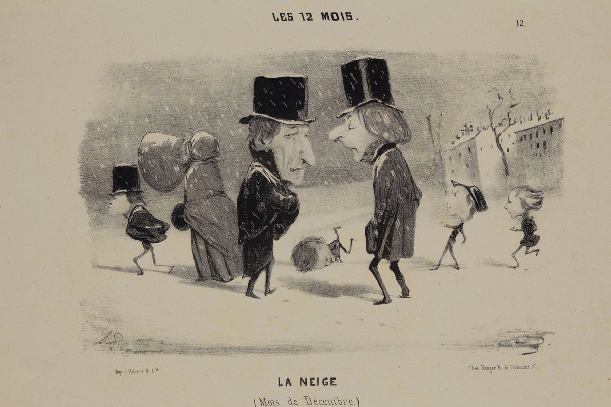 Lithographie originale en noir et blanc - Les 12 Mois …