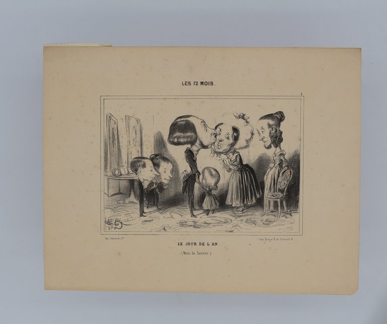 Lithographie originale en noir et blanc - Les 12 Mois …