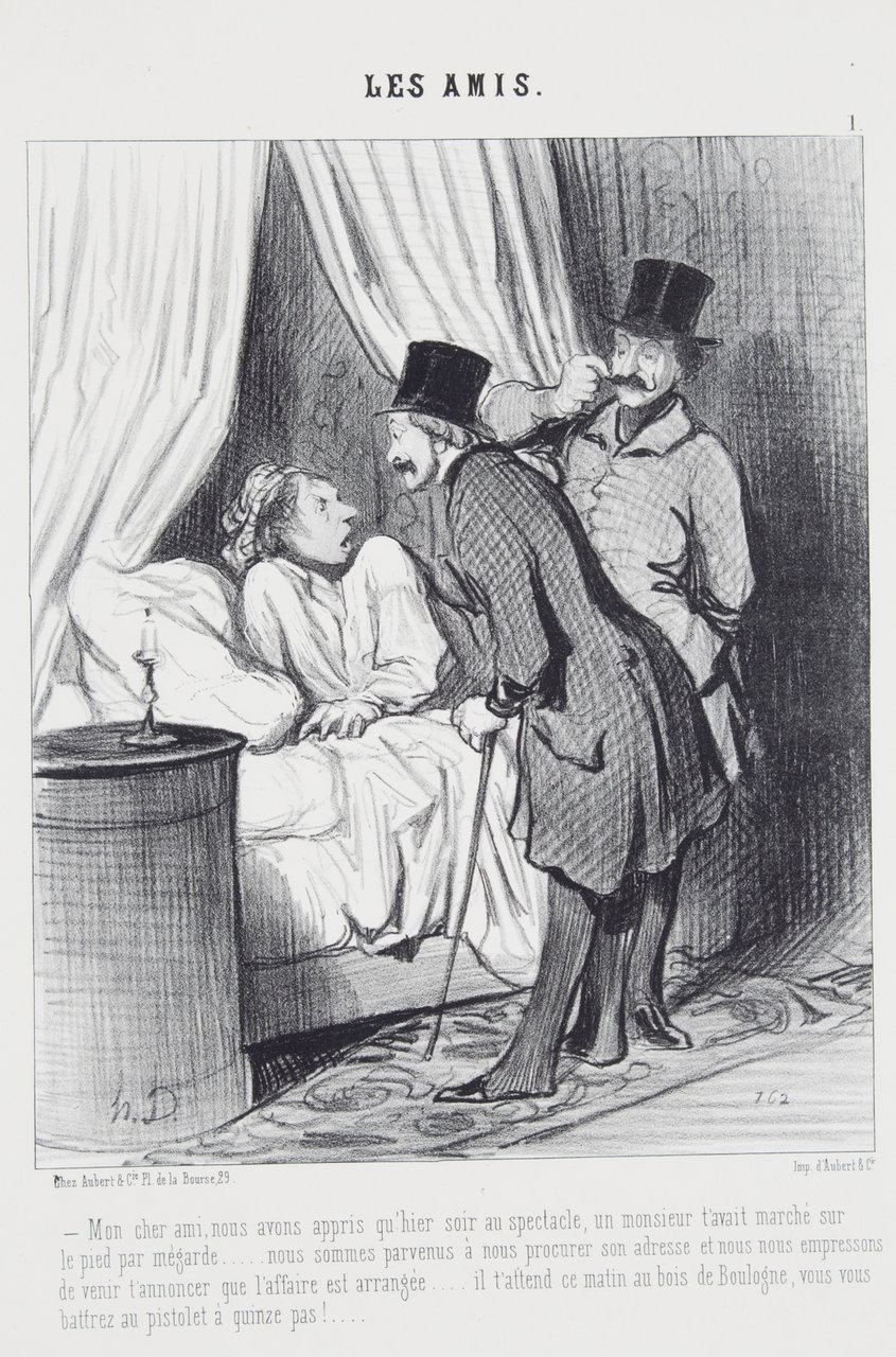 Lithographie originale en noir et blanc - Les amis - …