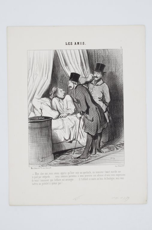 Lithographie originale en noir et blanc - Les amis - …