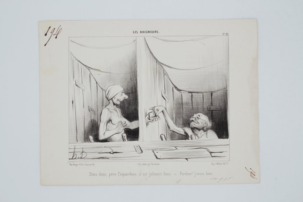 Lithographie originale en noir et blanc - Les baigneurs - …