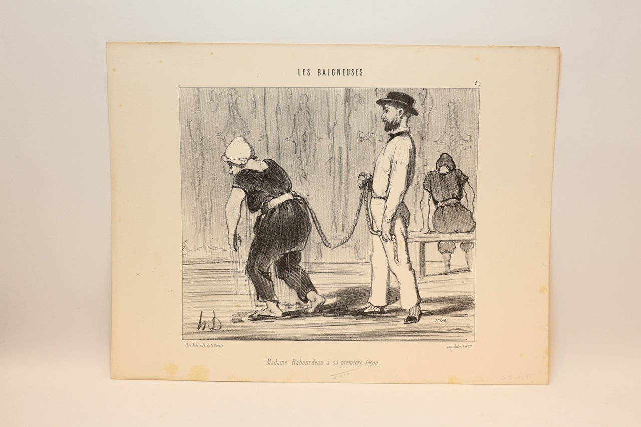 Lithographie originale en noir et blanc - Les Baigneurs - …