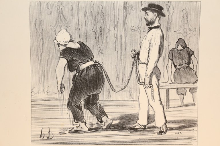 Lithographie originale en noir et blanc - Les Baigneurs - …