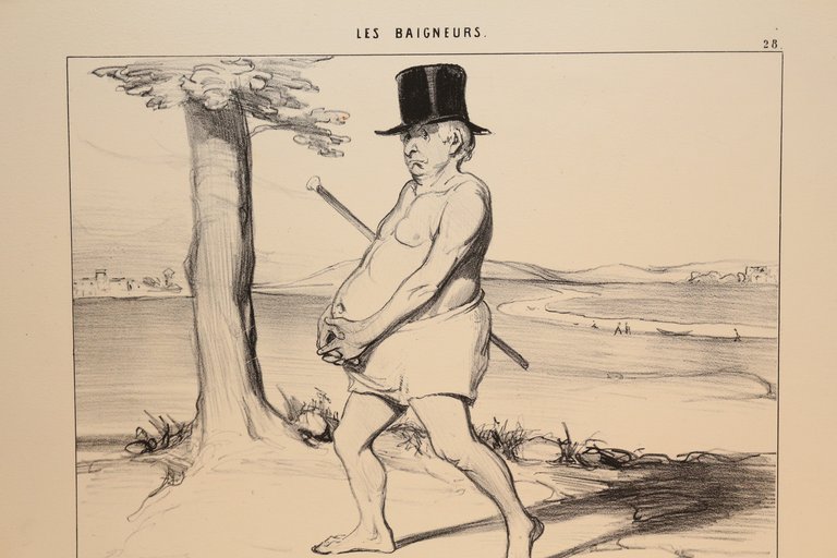 Lithographie originale en noir et blanc - Les Baigneurs - …