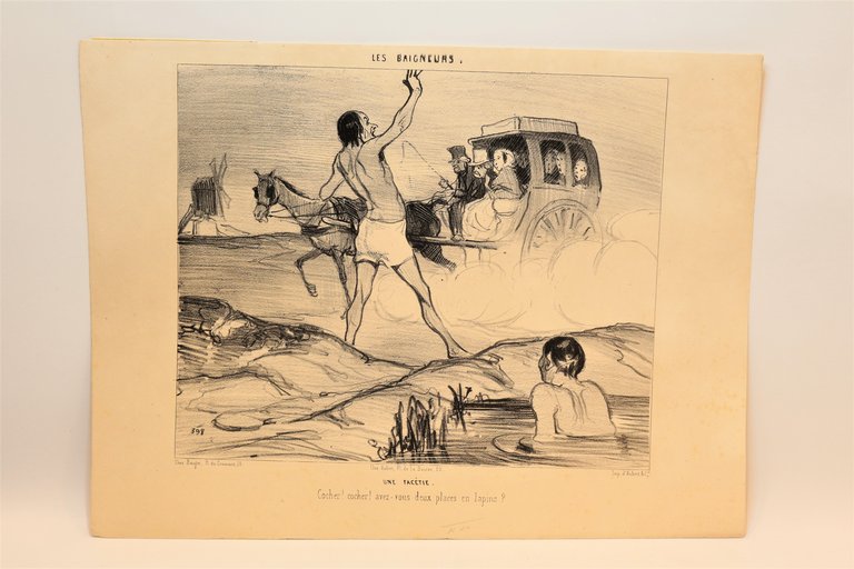 Lithographie originale en noir et blanc - Les Baigneurs - …