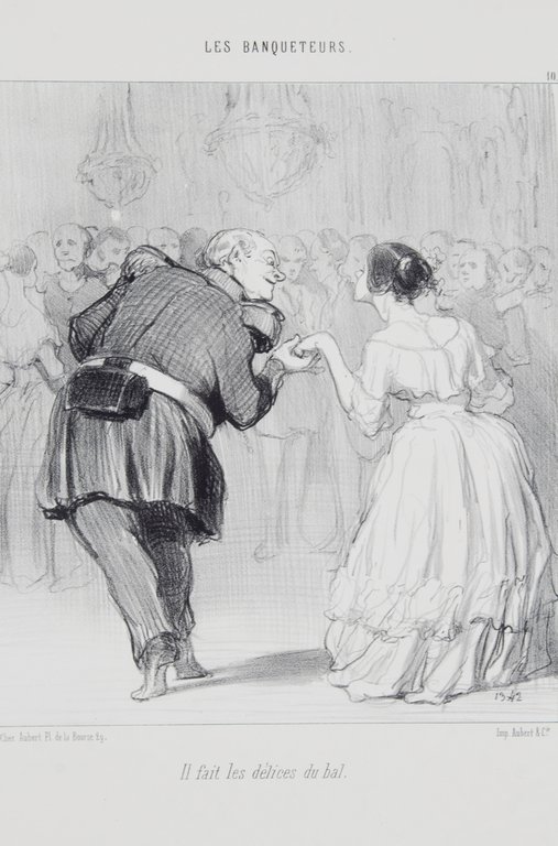 Lithographie originale en noir et blanc - Les Banqueteurs - …