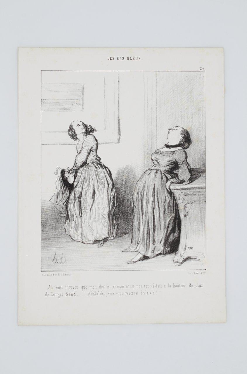 Lithographie originale en noir et blanc - Les bas-bleus - …