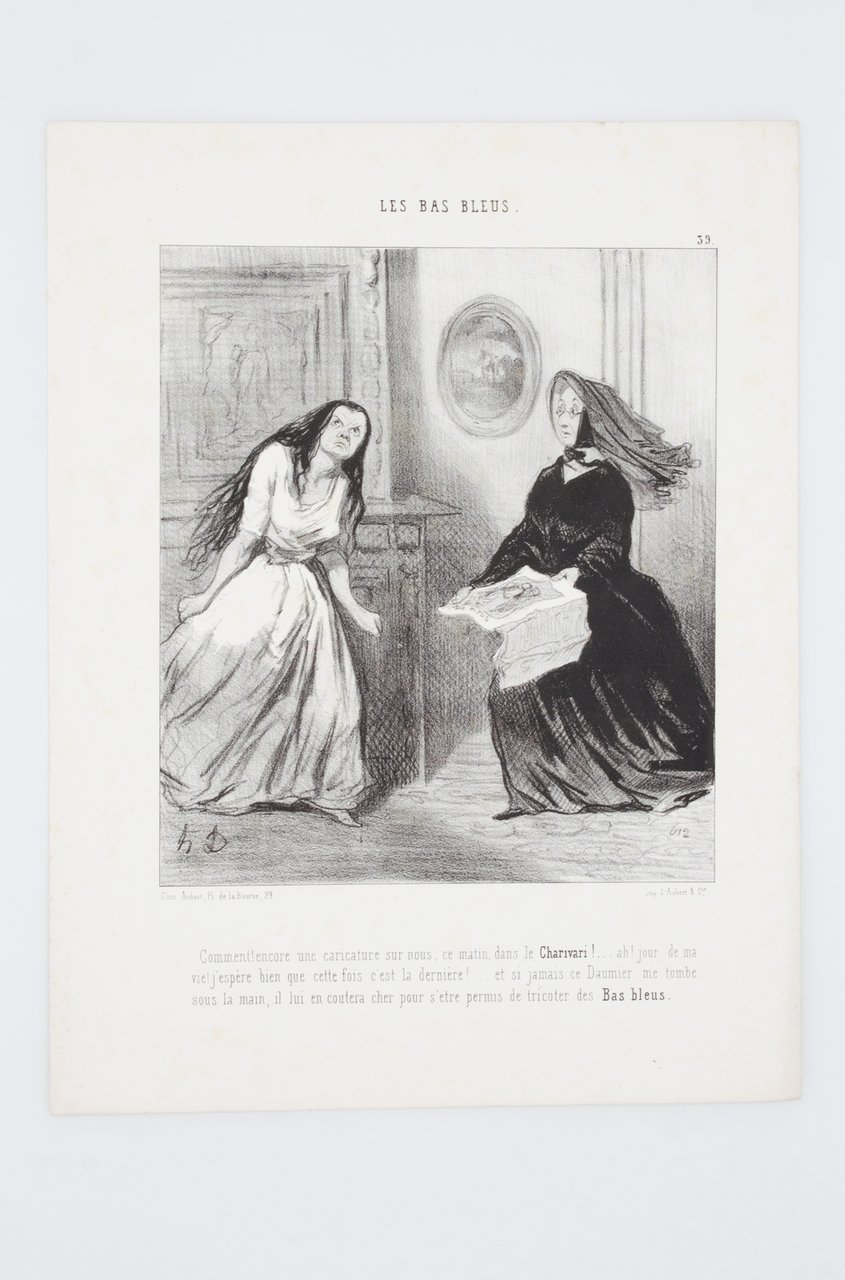 Lithographie originale en noir et blanc - Les bas-bleus - …