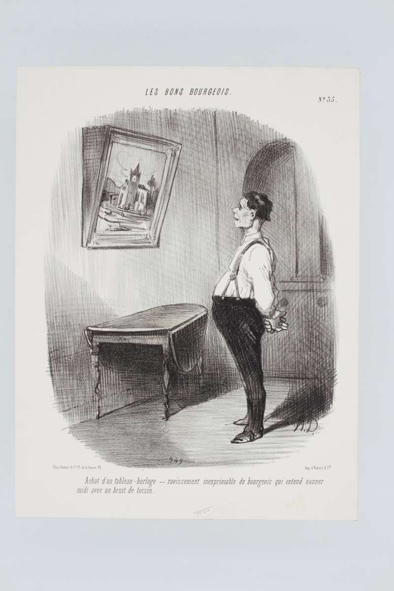 Lithographie originale en noir et blanc - Les Bons bourgeois …