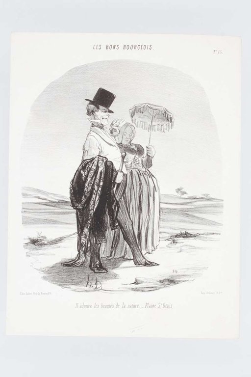 Lithographie originale en noir et blanc - Les Bons bourgeois …
