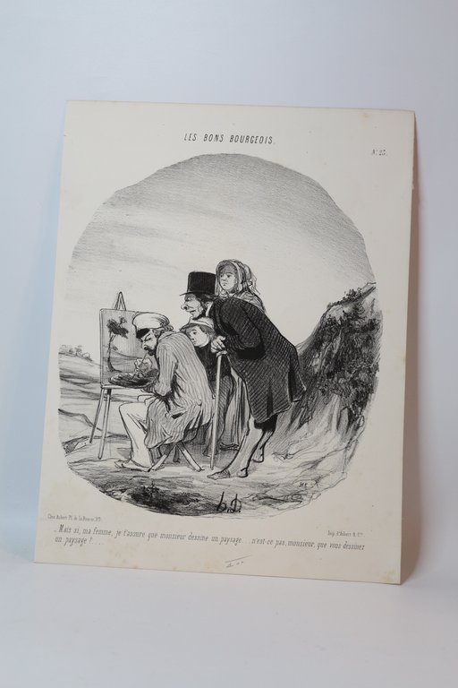 Lithographie originale en noir et blanc - Les Bons Bourgeois …