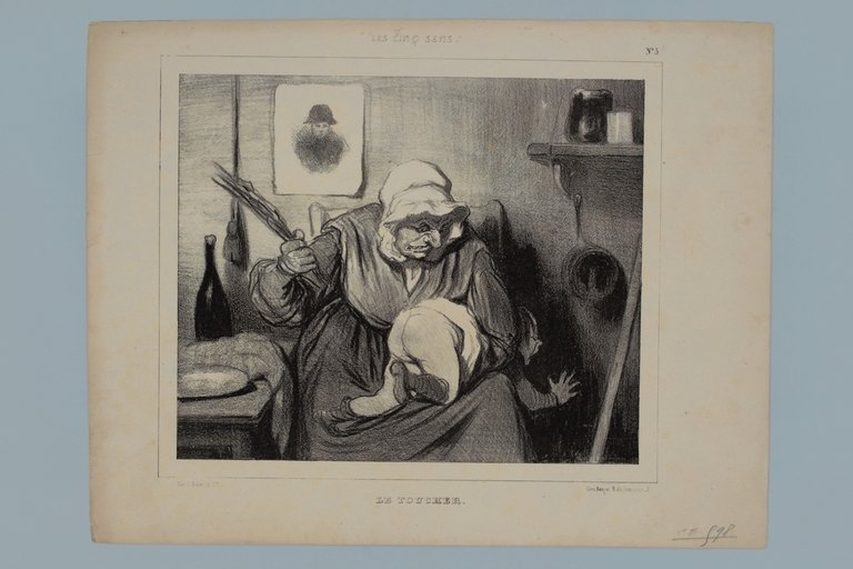 Lithographie originale en noir et blanc - Les Cinq Sens …