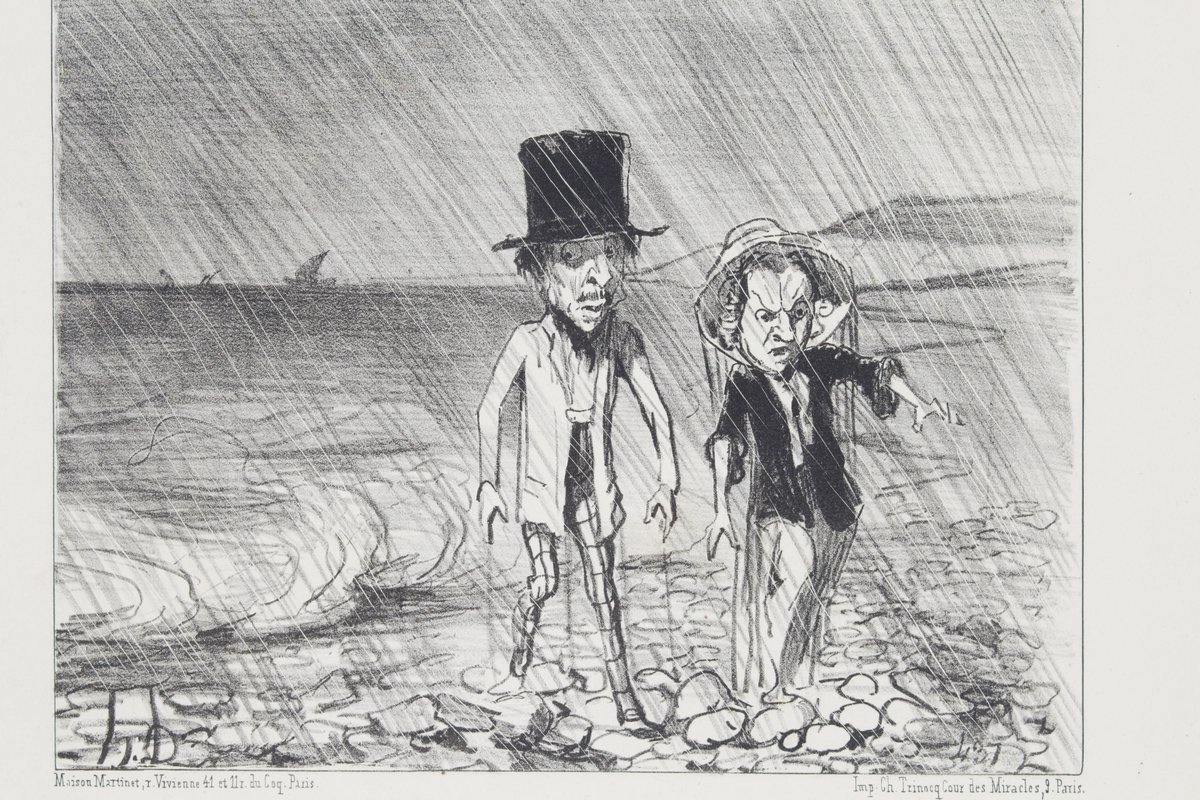 Lithographie originale en noir et blanc - Les trains de …